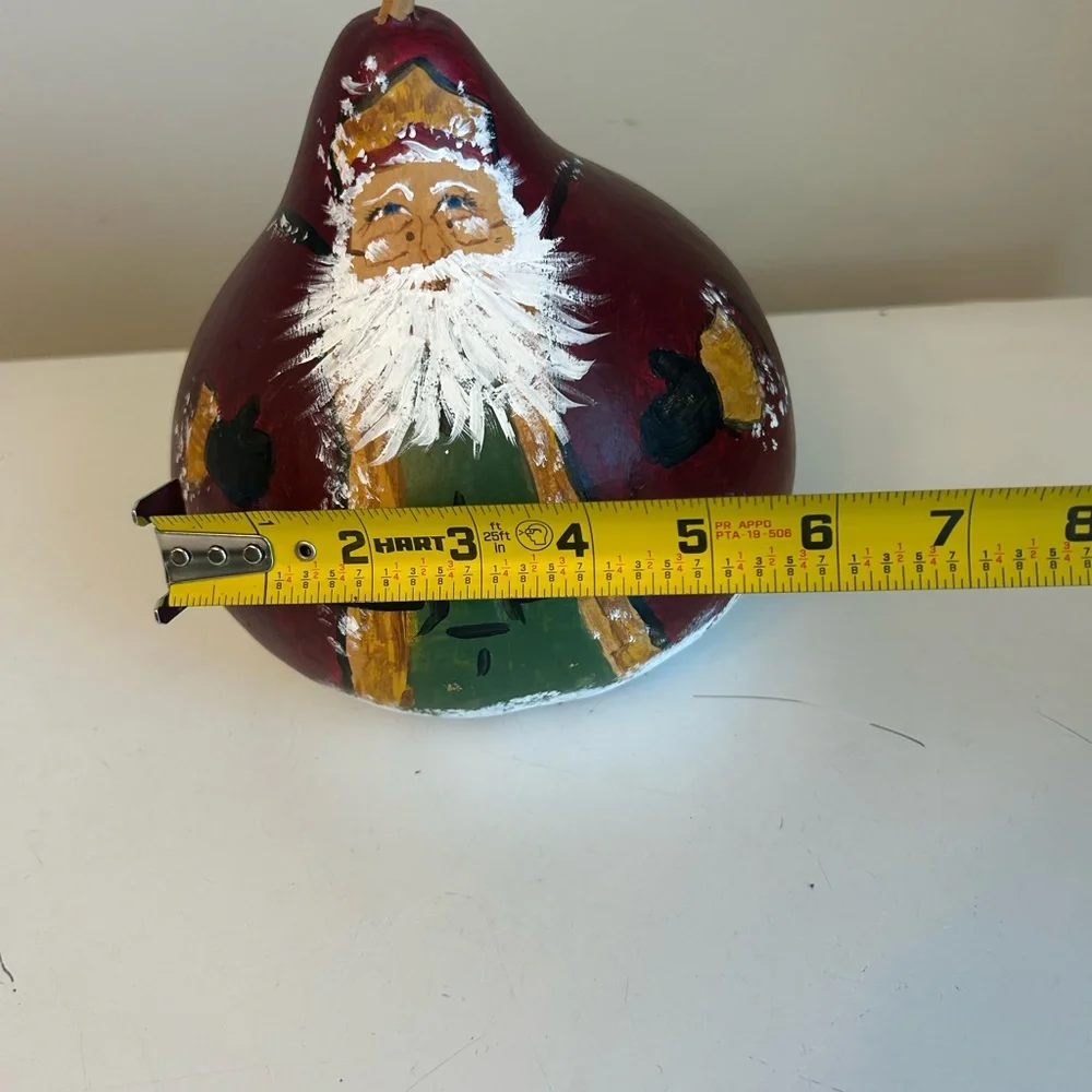 Santa Claus Gourd Hand‎ Painted 8” Christmas Folk Art Primitive Rustic Cin Land